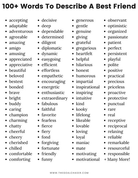 100+ Words To Describe A Best Friend – Adjectives For Best Friends.